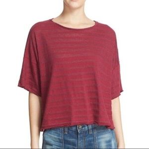 Rag & Bone shadow stripe tee in plum, size L